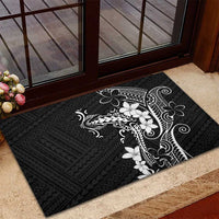 Black Hawaii Rubber Doormat Hammerhead Shark Tattoo Curve Polynesian LT14 - Polynesian Pride