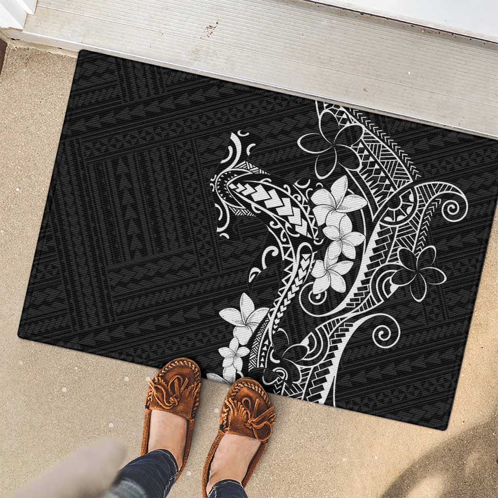 Black Hawaii Rubber Doormat Hammerhead Shark Tattoo Curve Polynesian LT14 - Polynesian Pride
