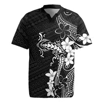 Black Hawaii Rugby Jersey Hammerhead Shark Tattoo Curve Polynesian LT14 Black - Polynesian Pride