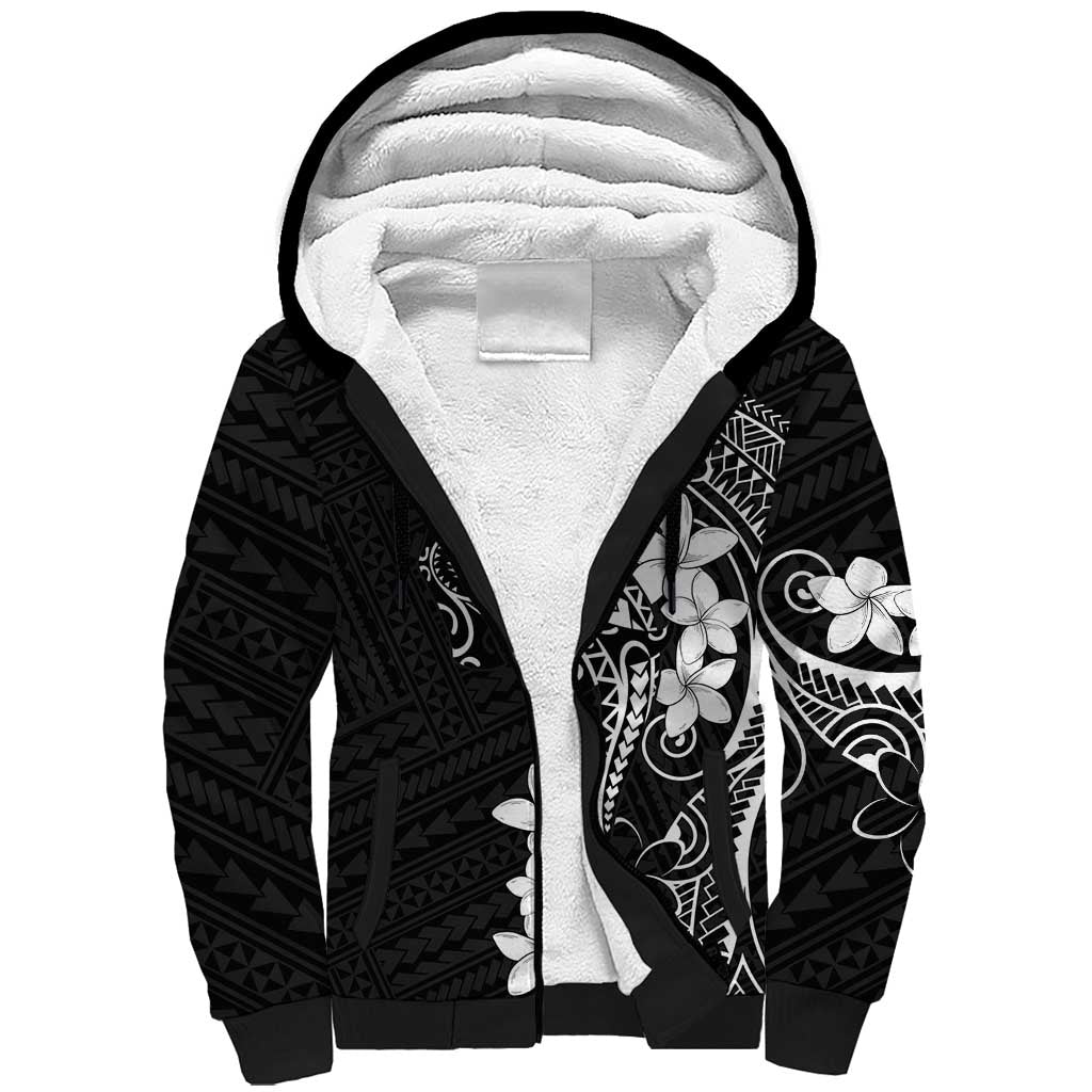 Black Hawaii Sherpa Hoodie Hammerhead Shark Tattoo Curve Polynesian LT14 Unisex Black - Polynesian Pride