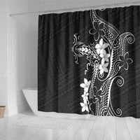 Black Hawaii Shower Curtain Hammerhead Shark Tattoo Curve Polynesian - Polynesian Pride
