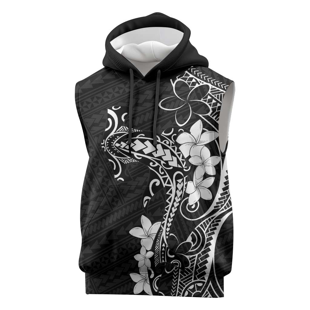 Black Hawaii Sleeveless Hoodie Hammerhead Shark Tattoo Curve Polynesian LT14 Black - Polynesian Pride