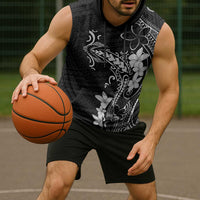 Black Hawaii Sleeveless Hoodie Hammerhead Shark Tattoo Curve Polynesian LT14 - Polynesian Pride