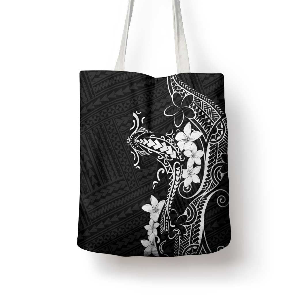 Black Hawaii Tote Bag Hammerhead Shark Tattoo Curve Polynesian - Polynesian Pride