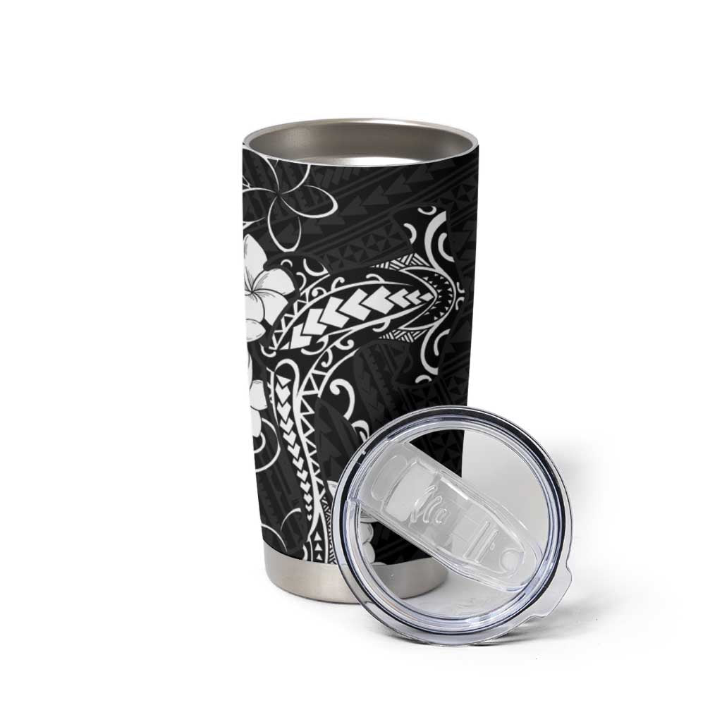 Black Hawaii Tumbler Cup Hammerhead Shark Tattoo Curve Polynesian - Polynesian Pride