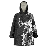 Black Hawaii Wearable Blanket Hoodie Hammerhead Shark Tattoo Curve Polynesian LT14 One Size Black - Polynesian Pride