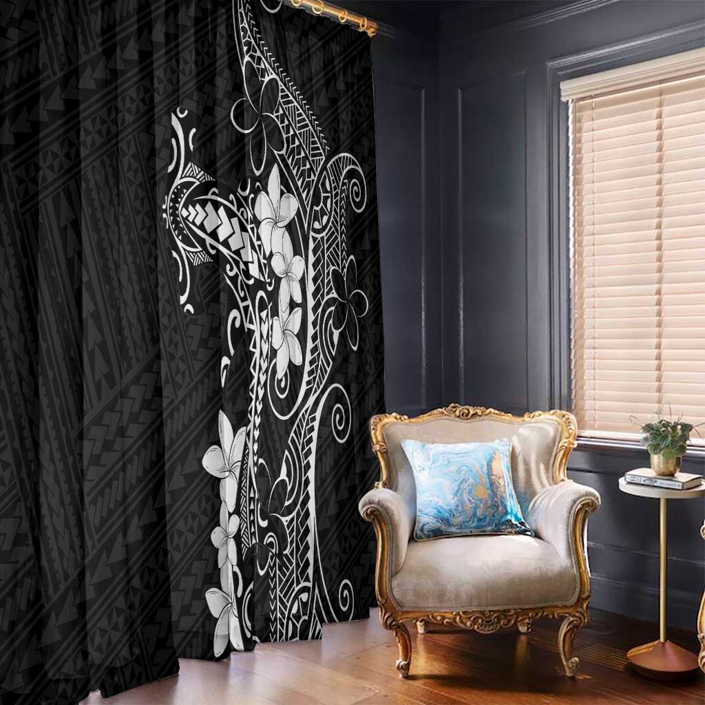 Black Hawaii Window Curtain Hammerhead Shark Tattoo Curve Polynesian - Polynesian Pride