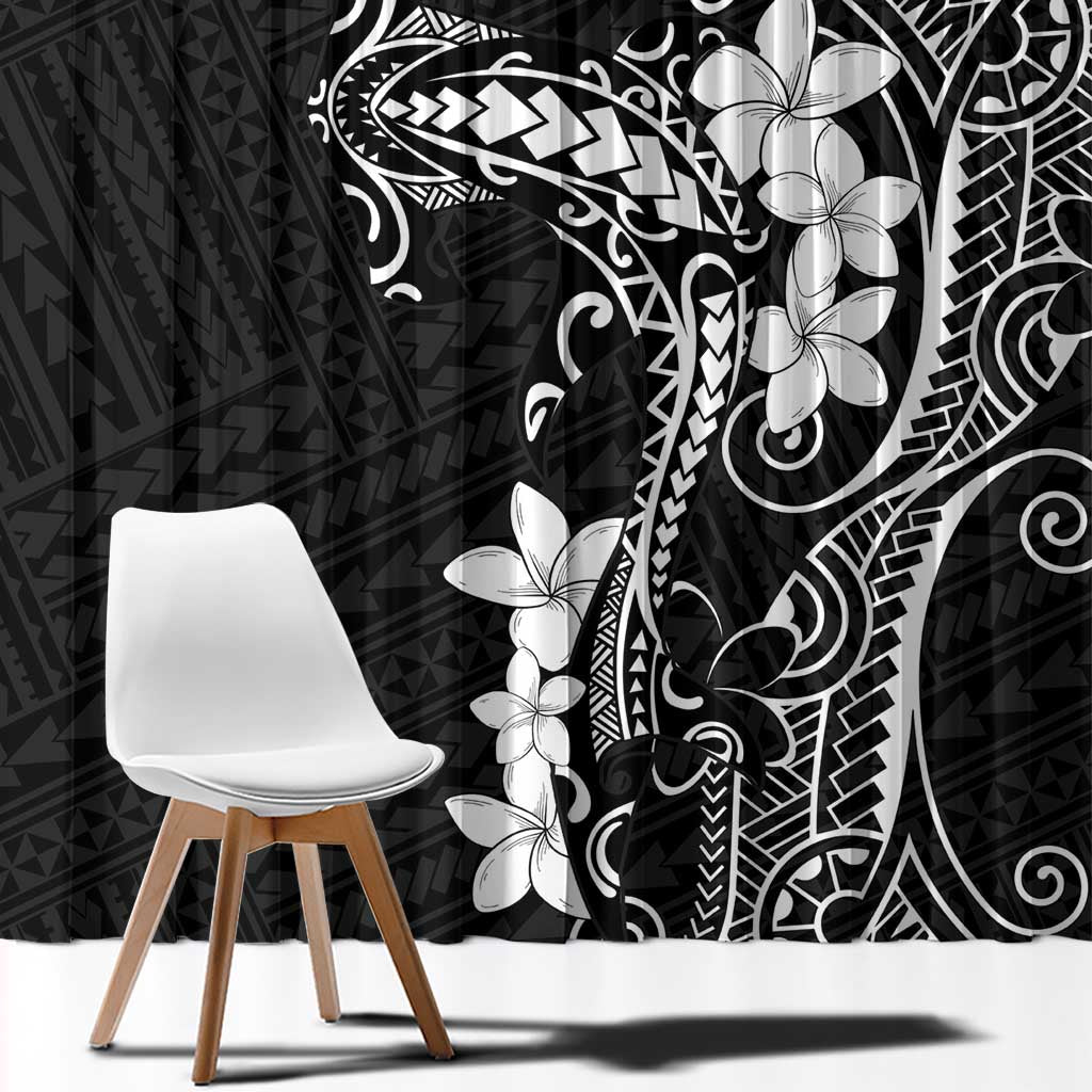 Black Hawaii Window Curtain Hammerhead Shark Tattoo Curve Polynesian - Polynesian Pride