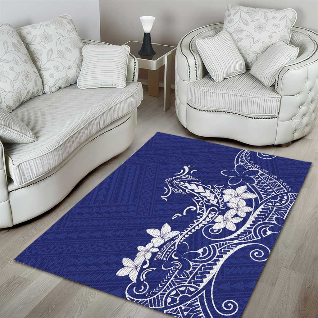 Blue Hawaii Area Rug Hammerhead Shark Tattoo Curve Polynesian - Polynesian Pride