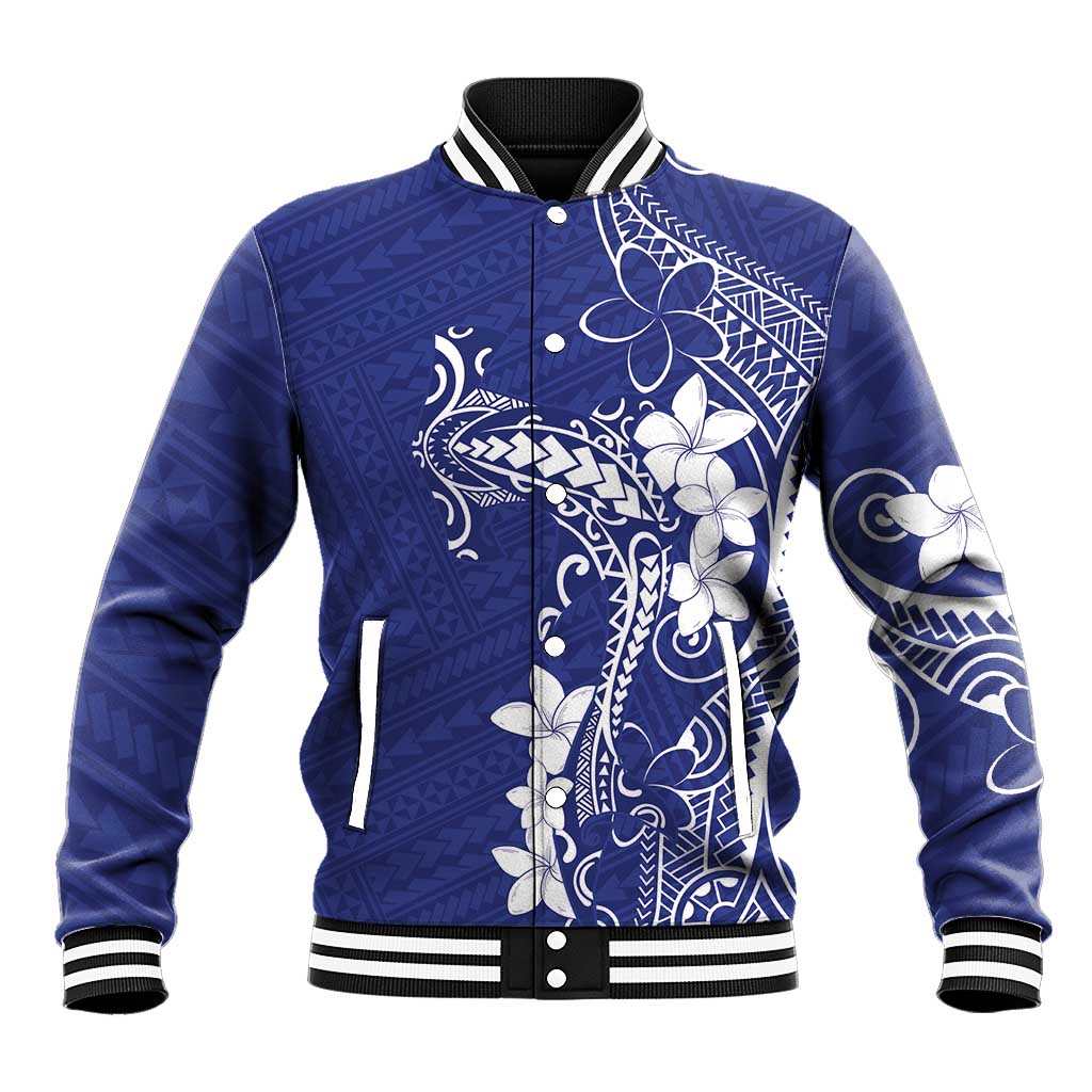 Blue Hawaii Baseball Jacket Hammerhead Shark Tattoo Curve Polynesian LT14 Unisex Blue - Polynesian Pride