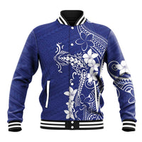 Blue Hawaii Baseball Jacket Hammerhead Shark Tattoo Curve Polynesian LT14 Unisex Blue - Polynesian Pride