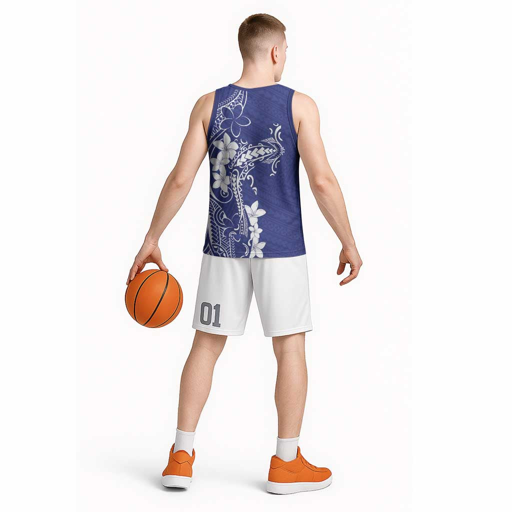 Blue Hawaii Basketball Jersey Hammerhead Shark Tattoo Curve Polynesian LT14 - Polynesian Pride