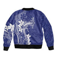 Blue Hawaii Bomber Jacket Hammerhead Shark Tattoo Curve Polynesian - Polynesian Pride