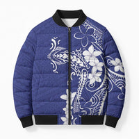 Blue Hawaii Bomber Puffer Jacket Hammerhead Shark Tattoo Curve Polynesian LT14 Unisex Blue - Polynesian Pride