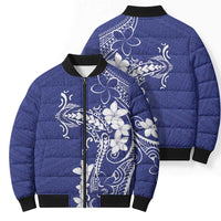 Blue Hawaii Bomber Puffer Jacket Hammerhead Shark Tattoo Curve Polynesian LT14 - Polynesian Pride
