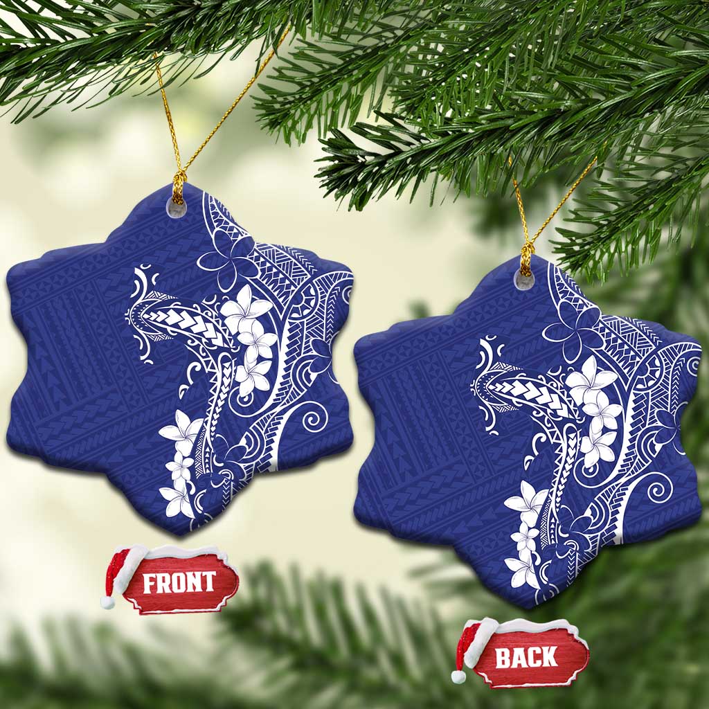 Blue Hawaii Ceramic Ornament Hammerhead Shark Tattoo Curve Polynesian - Polynesian Pride