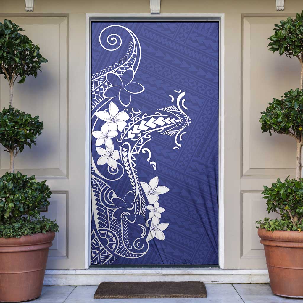 Blue Hawaii Door Cover Hammerhead Shark Tattoo Curve Polynesian LT14 Blue - Polynesian Pride