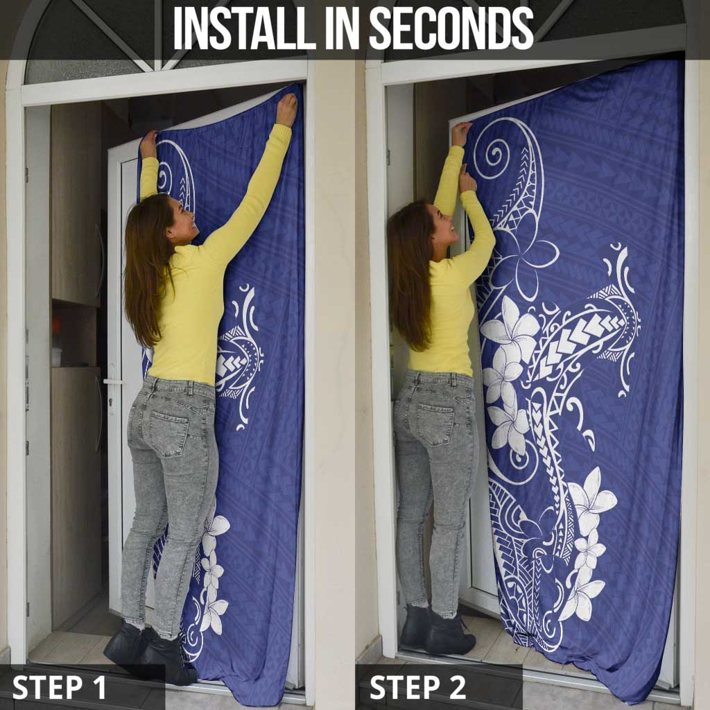 Blue Hawaii Door Cover Hammerhead Shark Tattoo Curve Polynesian LT14 - Polynesian Pride
