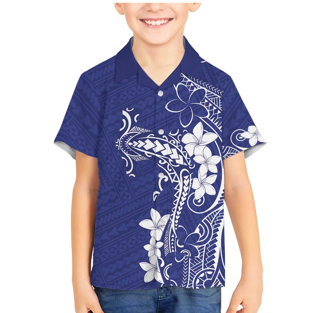 Blue Hawaii Family Matching Mermaid Dress and Hawaiian Shirt Hammerhead Shark Tattoo Curve Polynesian - Polynesian Pride