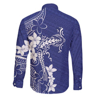 Blue Hawaii Family Matching Off The Shoulder Long Sleeve Dress and Hawaiian Shirt Hammerhead Shark Tattoo Curve Polynesian - Polynesian Pride