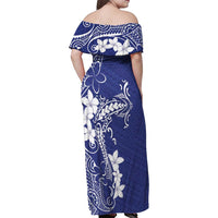 Blue Hawaii Family Matching Off Shoulder Maxi Dress and Hawaiian Shirt Hammerhead Shark Tattoo Curve Polynesian - Polynesian Pride