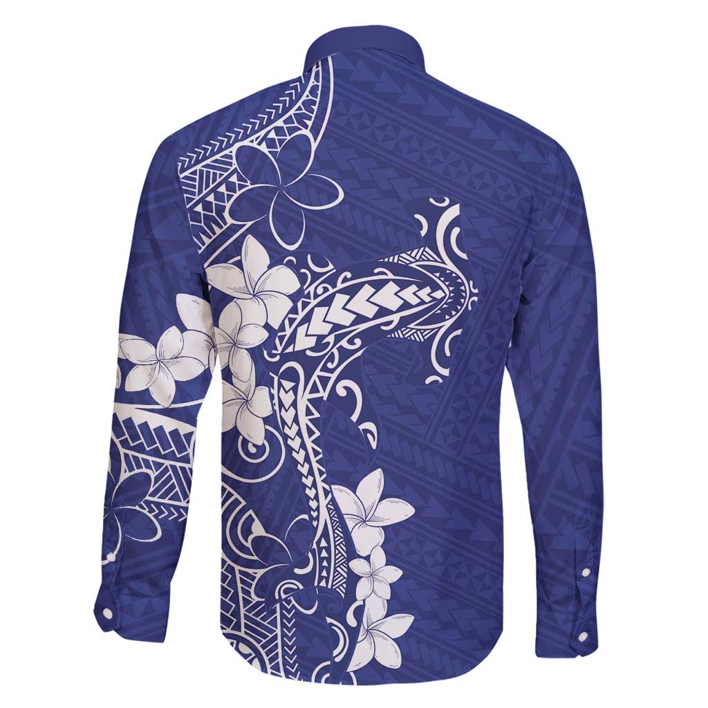 Blue Hawaii Family Matching Off Shoulder Short Dress and Hawaiian Shirt Hammerhead Shark Tattoo Curve Polynesian - Polynesian Pride