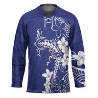 Blue Hawaii Hockey Jersey Hammerhead Shark Tattoo Curve Polynesian - Polynesian Pride