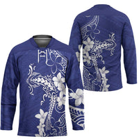 Blue Hawaii Hockey Jersey Hammerhead Shark Tattoo Curve Polynesian - Polynesian Pride