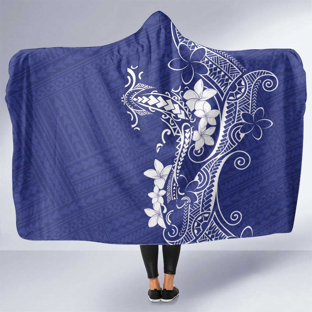 Blue Hawaii Hooded Blanket Hammerhead Shark Tattoo Curve Polynesian - Polynesian Pride