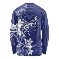 Blue Hawaii Long Sleeve Shirt Hammerhead Shark Tattoo Curve Polynesian LT14 - Polynesian Pride