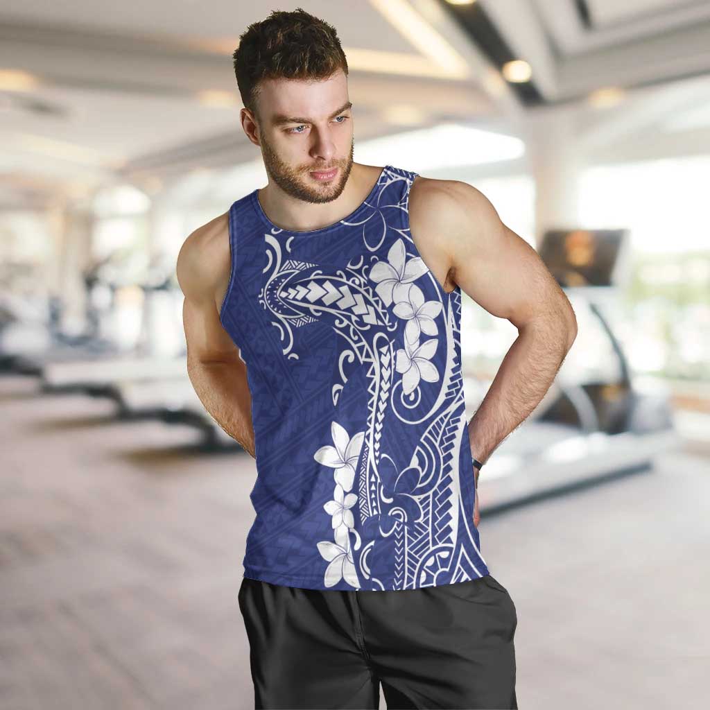 Blue Hawaii Men Tank Top Hammerhead Shark Tattoo Curve Polynesian LT14 Blue - Polynesian Pride