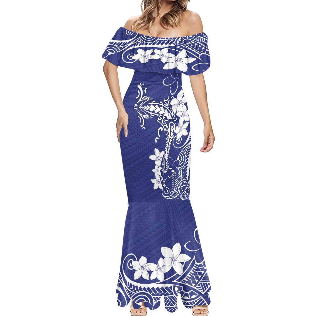 Blue Hawaii Mermaid Dress Hammerhead Shark Tattoo Curve Polynesian - Polynesian Pride