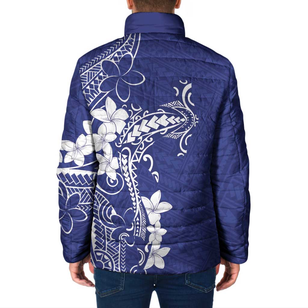 Blue Hawaii Padded Jacket Hammerhead Shark Tattoo Curve Polynesian LT14 - Polynesian Pride