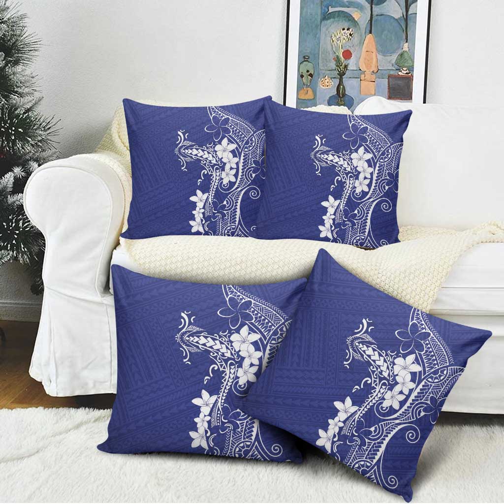 Blue Hawaii Pillow Cover Hammerhead Shark Tattoo Curve Polynesian - Polynesian Pride