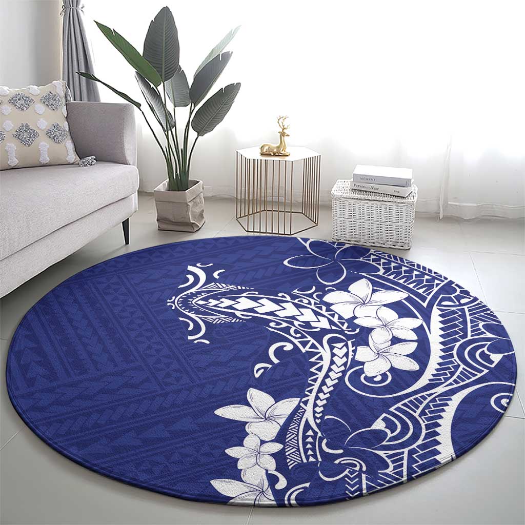Blue Hawaii Round Carpet Hammerhead Shark Tattoo Curve Polynesian - Polynesian Pride
