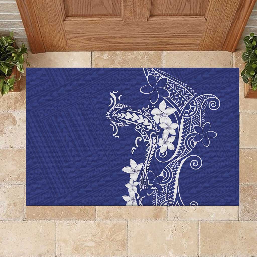 Blue Hawaii Rubber Doormat Hammerhead Shark Tattoo Curve Polynesian LT14 Blue - Polynesian Pride