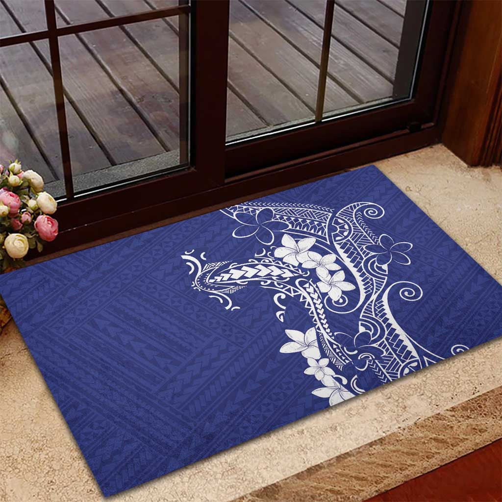Blue Hawaii Rubber Doormat Hammerhead Shark Tattoo Curve Polynesian LT14 - Polynesian Pride