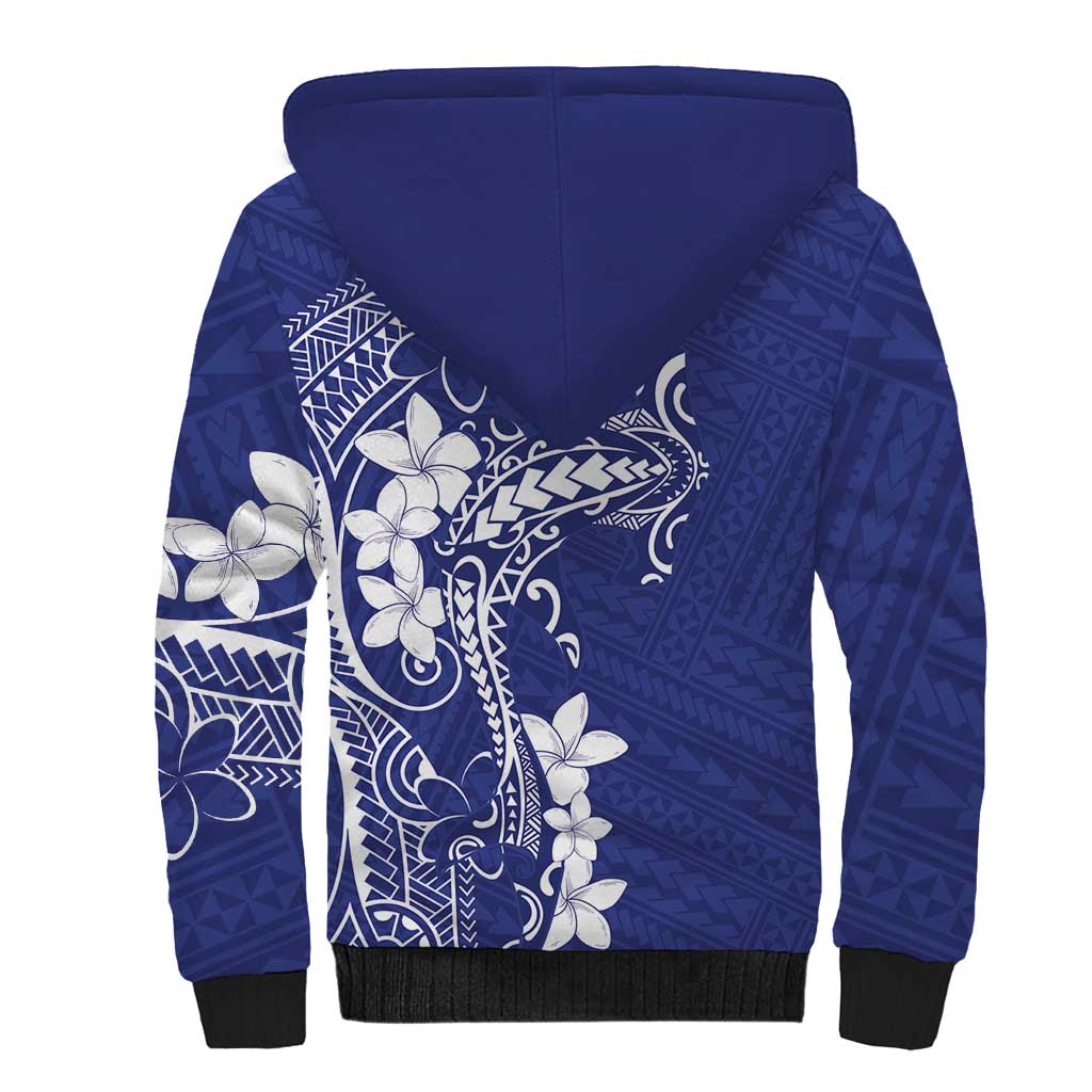 Blue Hawaii Sherpa Hoodie Hammerhead Shark Tattoo Curve Polynesian LT14 - Polynesian Pride