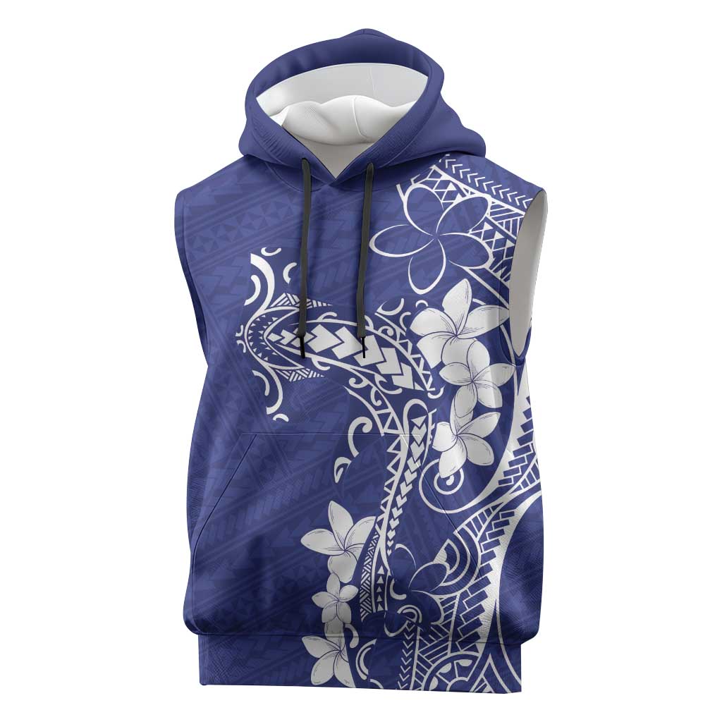 Blue Hawaii Sleeveless Hoodie Hammerhead Shark Tattoo Curve Polynesian LT14 Blue - Polynesian Pride