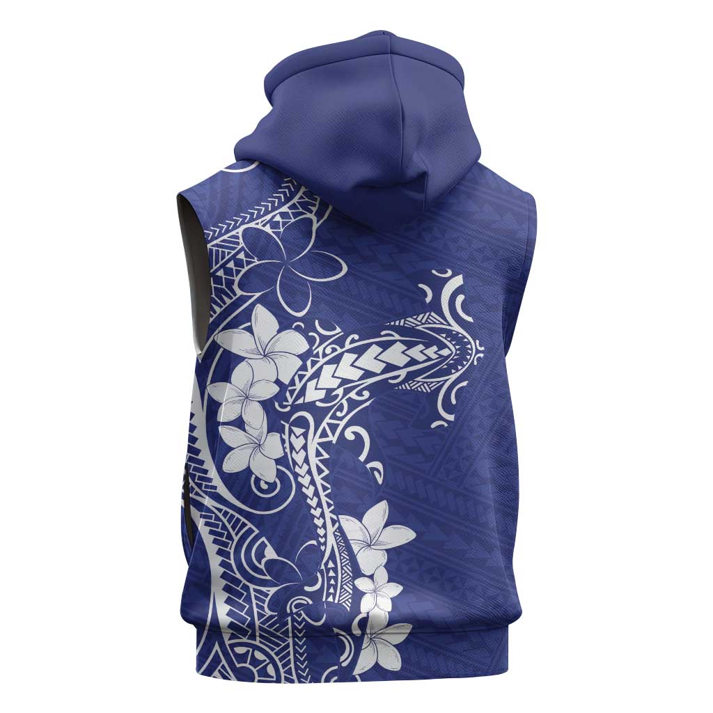 Blue Hawaii Sleeveless Hoodie Hammerhead Shark Tattoo Curve Polynesian LT14 - Polynesian Pride