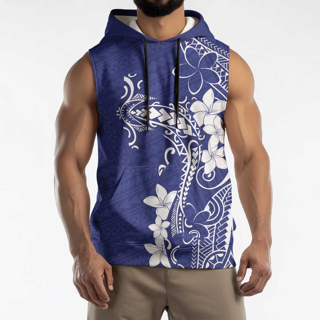 Blue Hawaii Sleeveless Hoodie Hammerhead Shark Tattoo Curve Polynesian LT14 - Polynesian Pride