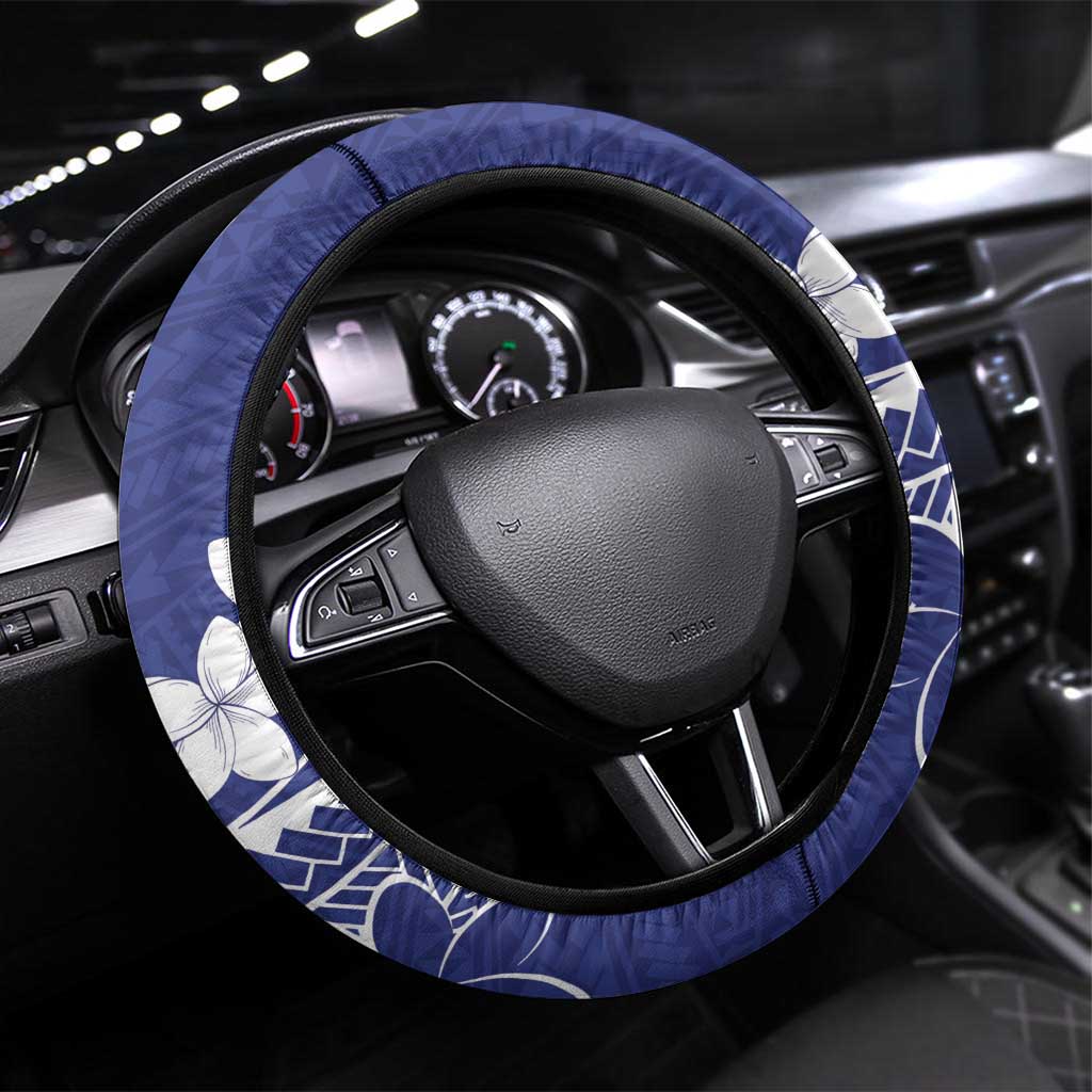Blue Hawaii Steering Wheel Cover Hammerhead Shark Tattoo Curve Polynesian - Polynesian Pride