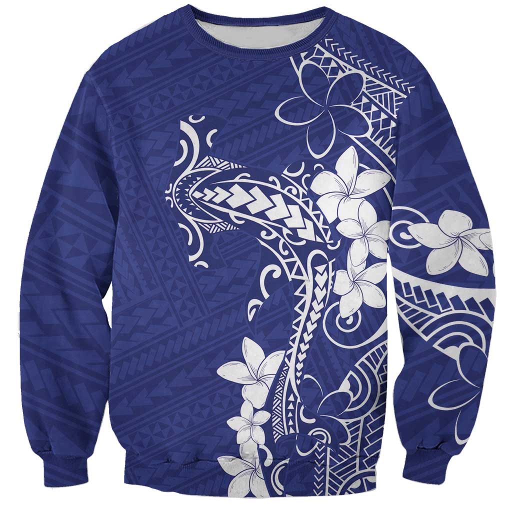 Blue Hawaii Sweatshirt Hammerhead Shark Tattoo Curve Polynesian LT14 Unisex Blue - Polynesian Pride