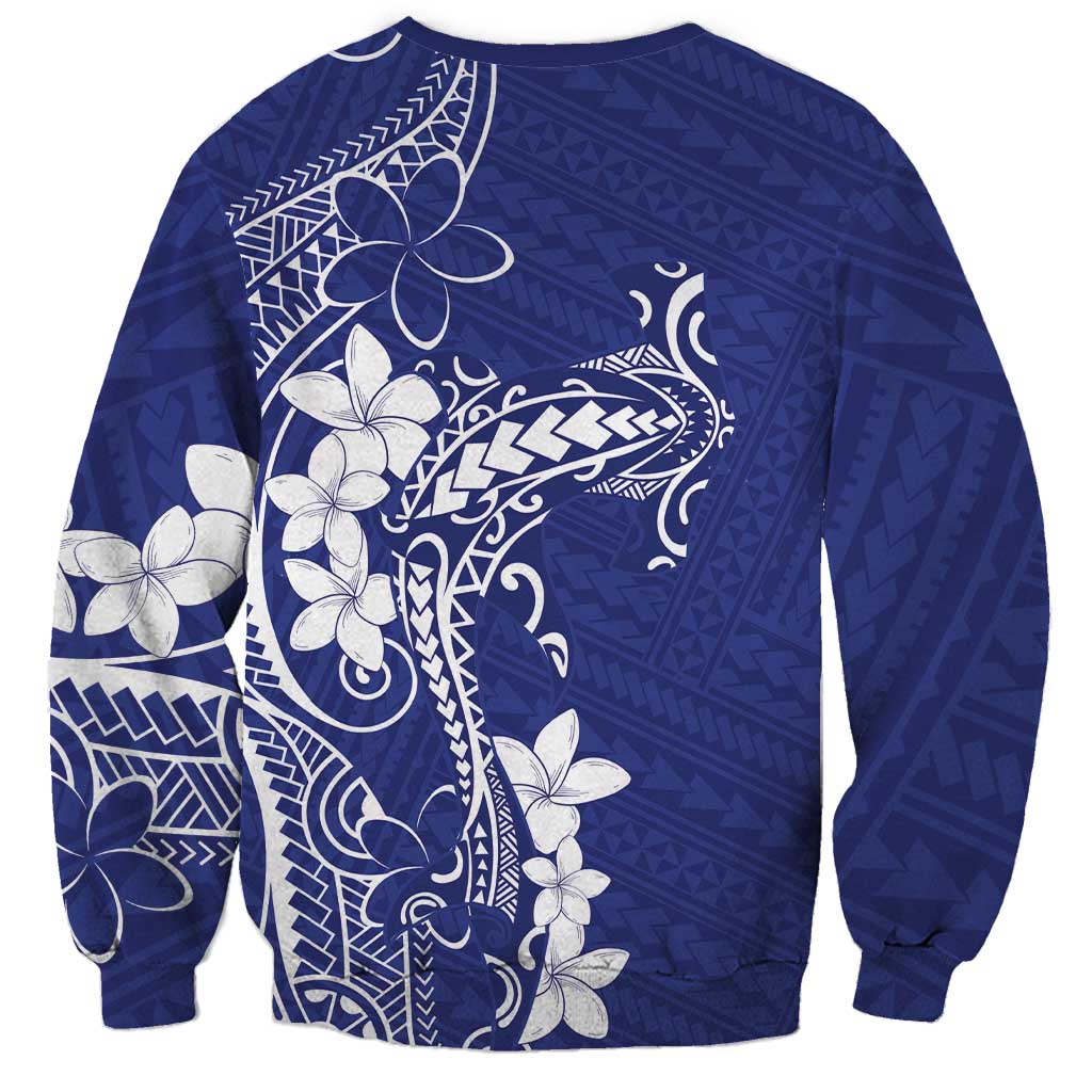 Blue Hawaii Sweatshirt Hammerhead Shark Tattoo Curve Polynesian LT14 - Polynesian Pride