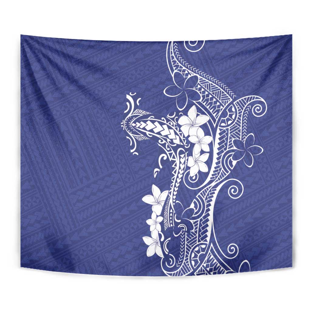 Blue Hawaii Tapestry Hammerhead Shark Tattoo Curve Polynesian - Polynesian Pride