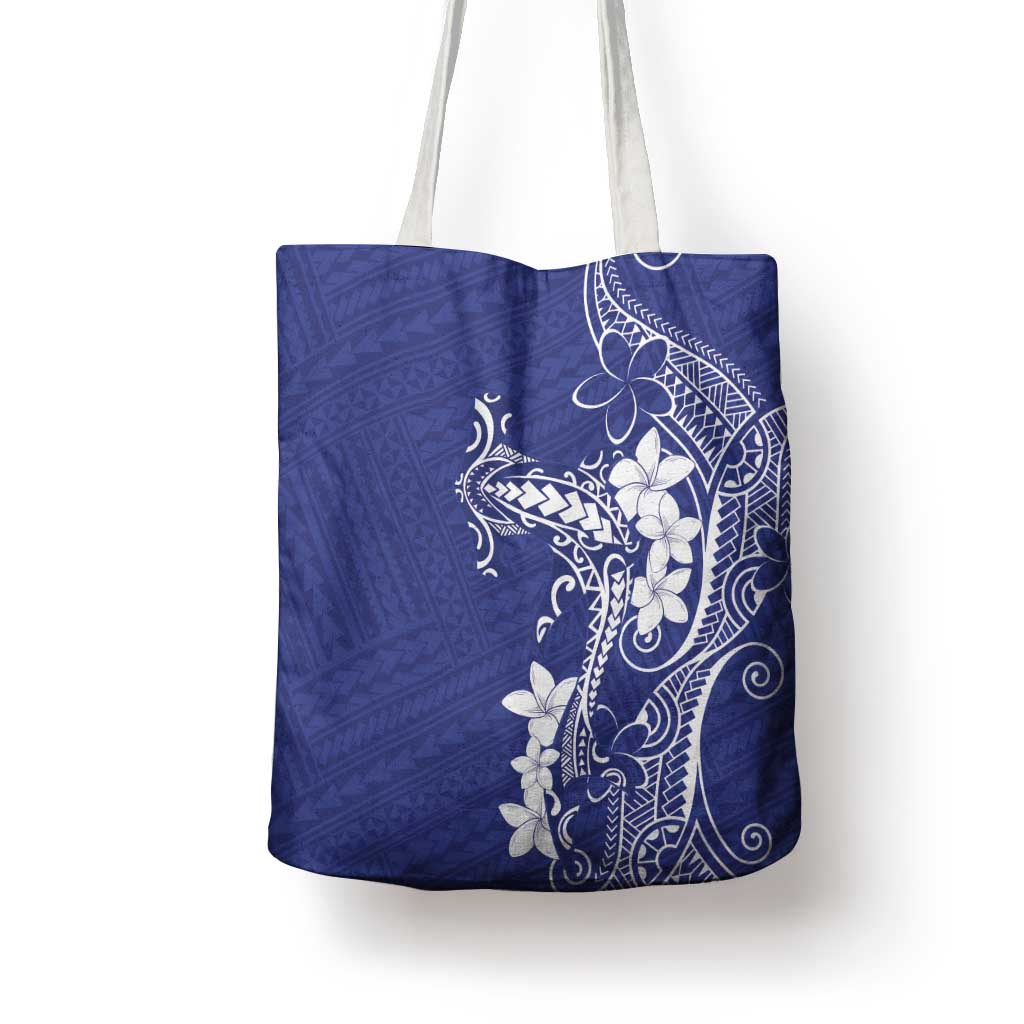 Blue Hawaii Tote Bag Hammerhead Shark Tattoo Curve Polynesian - Polynesian Pride
