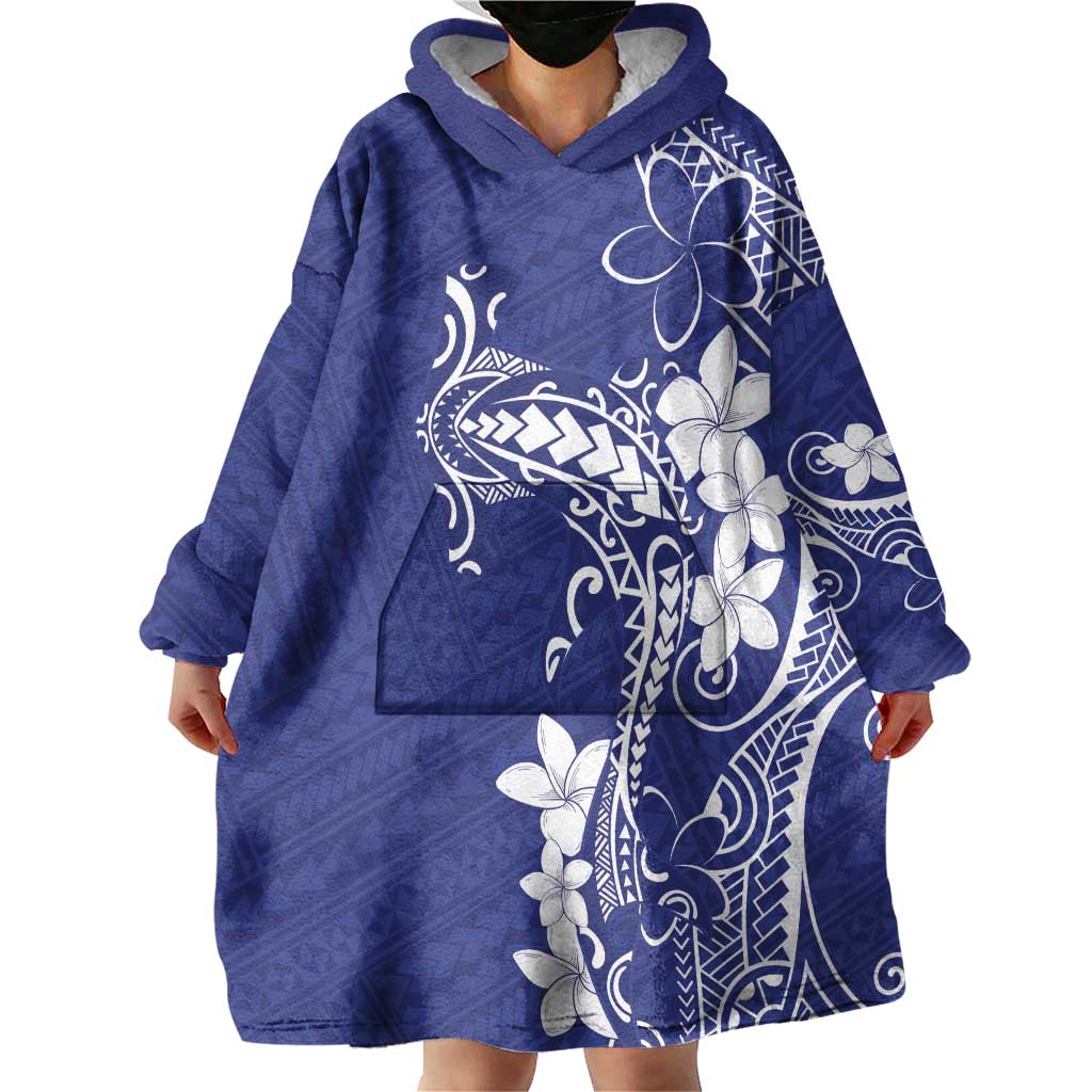 Blue Hawaii Wearable Blanket Hoodie Hammerhead Shark Tattoo Curve Polynesian LT14 - Polynesian Pride