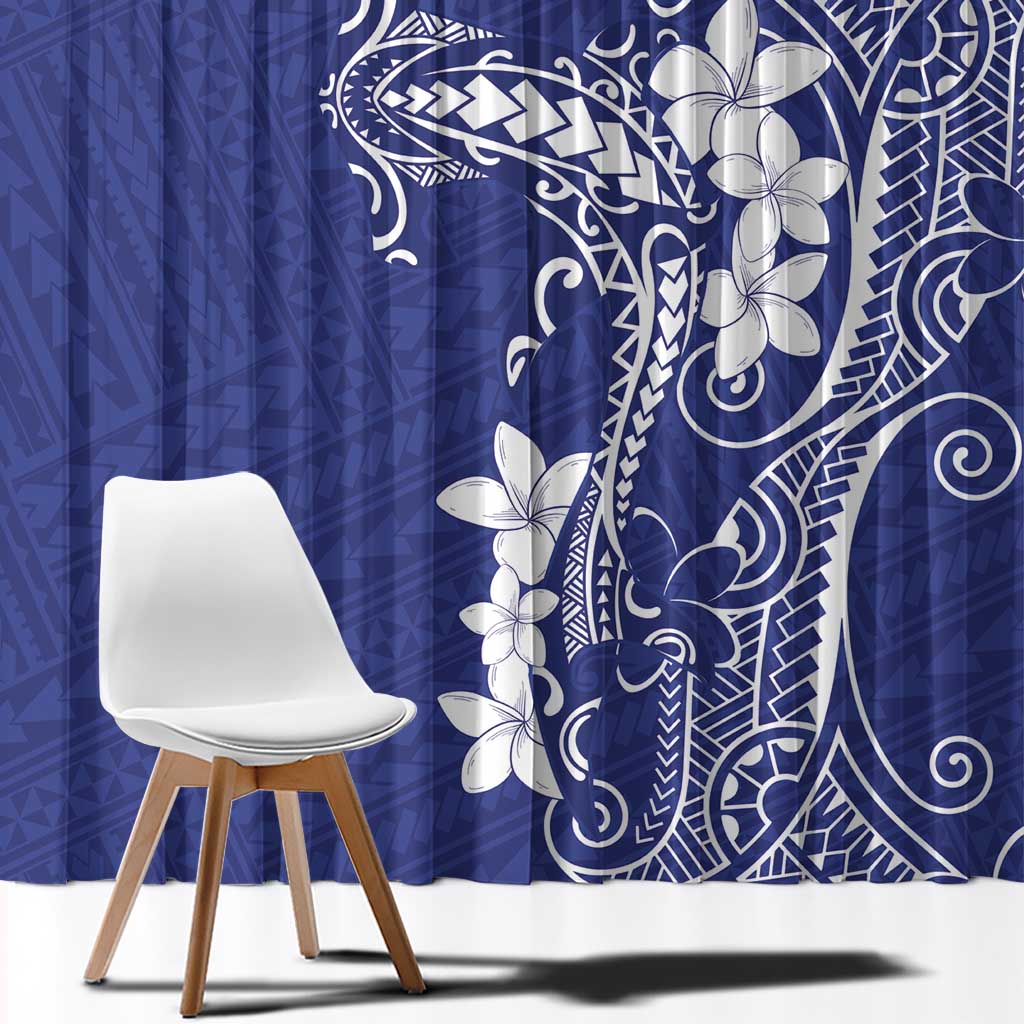 Blue Hawaii Window Curtain Hammerhead Shark Tattoo Curve Polynesian - Polynesian Pride