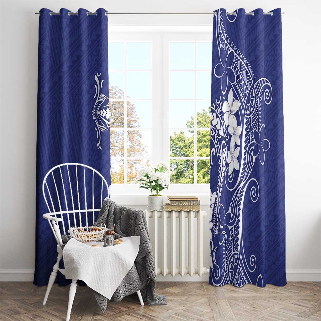 Blue Hawaii Window Curtain Hammerhead Shark Tattoo Curve Polynesian - Polynesian Pride