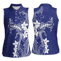 Blue Hawaii Women Sleeveless Polo Shirt Hammerhead Shark Tattoo Curve Polynesian LT14 - Polynesian Pride